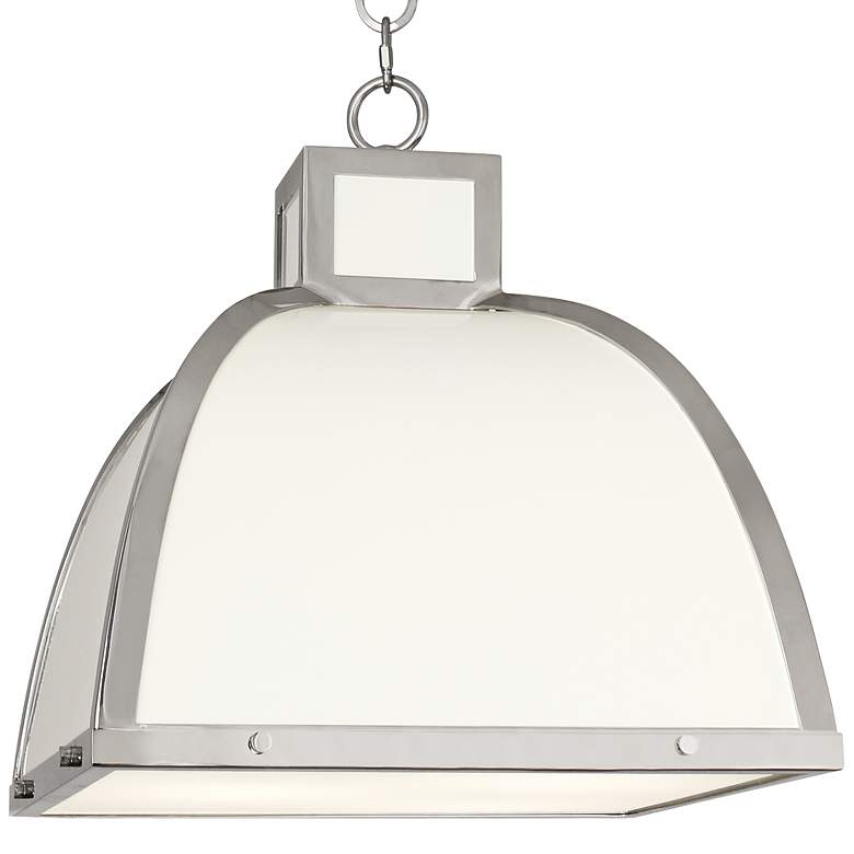 Image 4 Robert Abbey Ranger 17 1/2"W White and Nickel Pendant Light more views