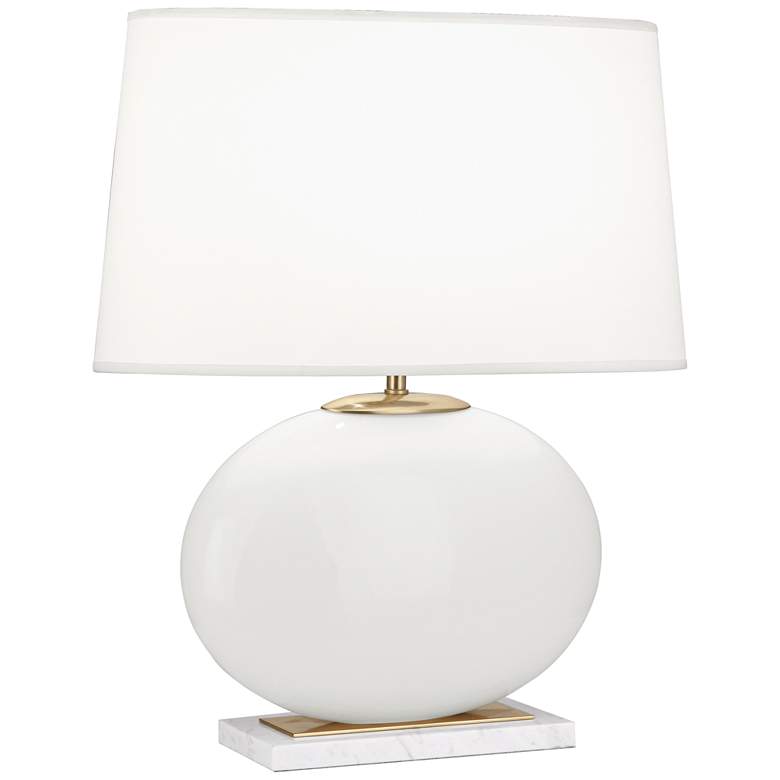 Image 1 Robert Abbey Raquel White and Brass Oval Table Lamp