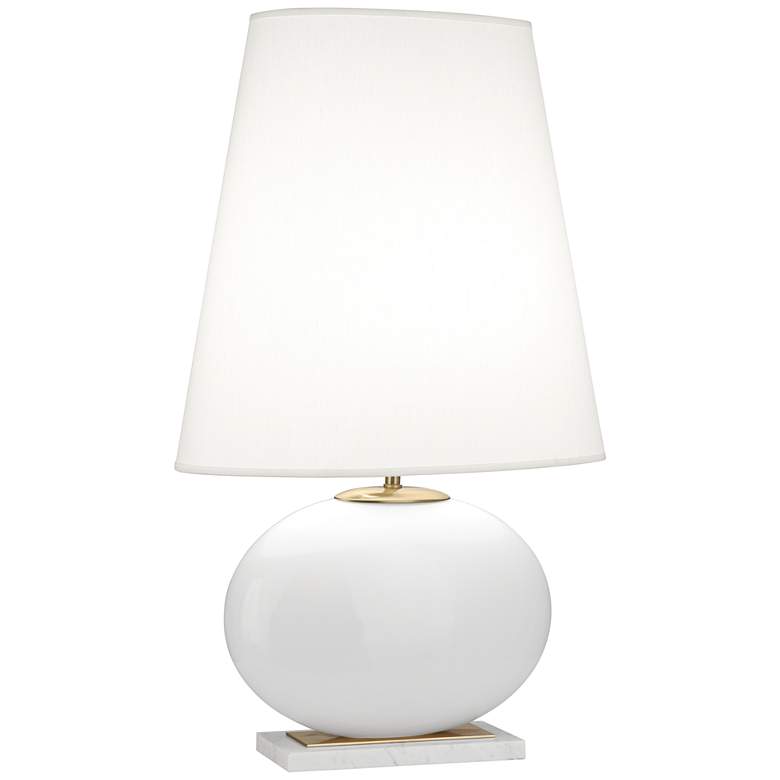 Image 1 Robert Abbey Raquel White and Brass Tall Oval Table Lamp