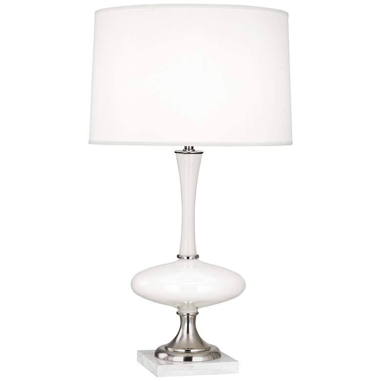 Image 1 Robert Abbey Raquel White Glass and Nickel Table Lamp