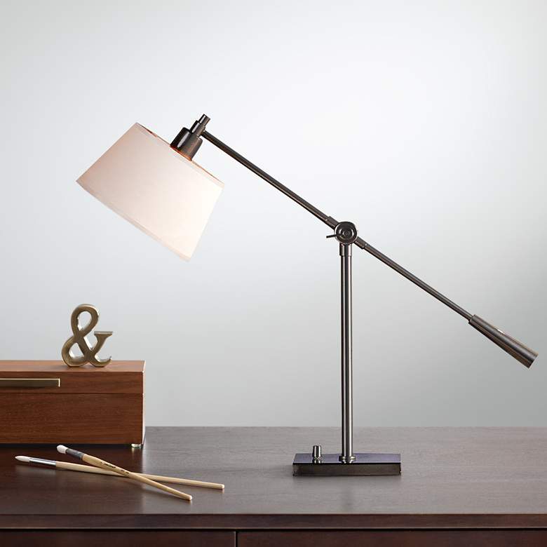 Image 1 Robert Abbey Real Simple Adjustable Height Gunmetal Boom Arm Lamp