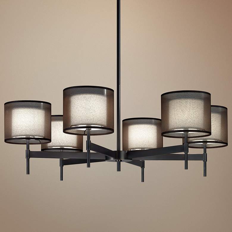 Image 1 Robert Abbey Saturnia 40" Wide 6-Light Bronze Chandelier