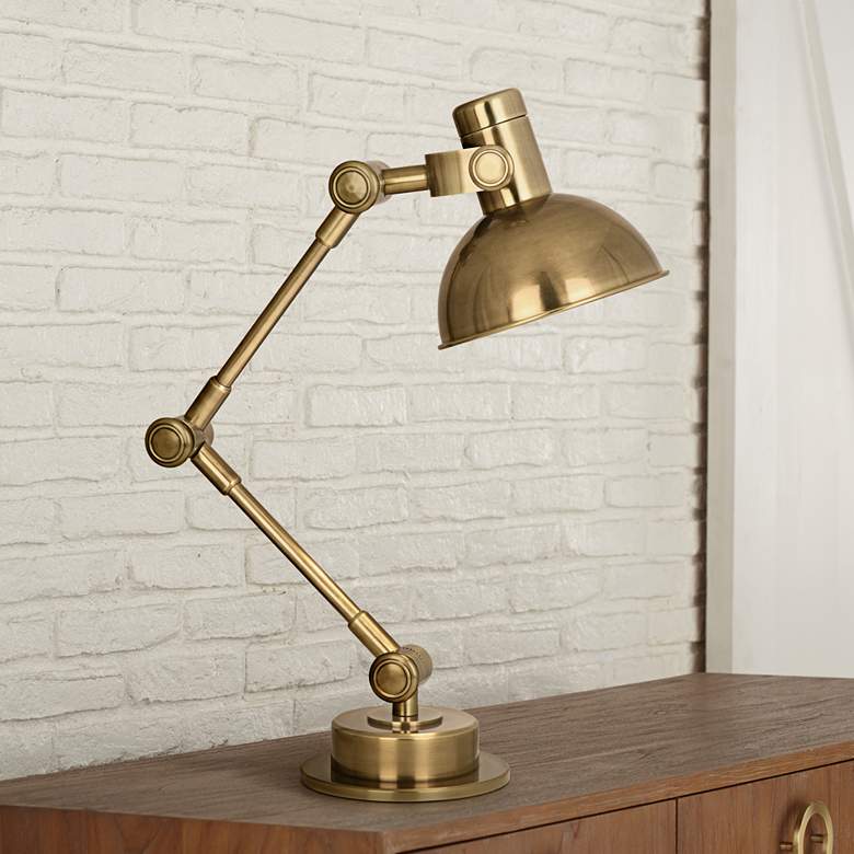 Image 1 Robert Abbey Scout Antique Brass Desk Lamp