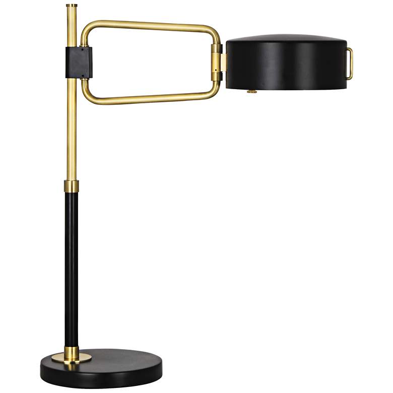 Image 1 Robert Abbey Simon Satin Black Antique Brass Table Lamp