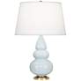 Robert Abbey Small Triple Gourd 24.4" Ceramic Baby Blue Accent Lamp