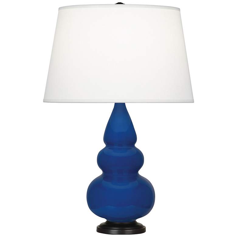Image 1 Robert Abbey, Small Triple Gourd, Cobalt Ceramic, Bronze, Accent Lamp