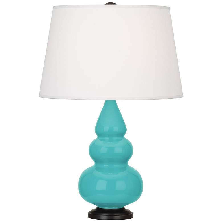 Image 1 Robert Abbey, Small Triple Gourd, Egg Blue, Ceramic, Bronze, Accent Lamp