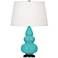 Robert Abbey, Small Triple Gourd, Egg Blue, Ceramic, Bronze, Accent Lamp