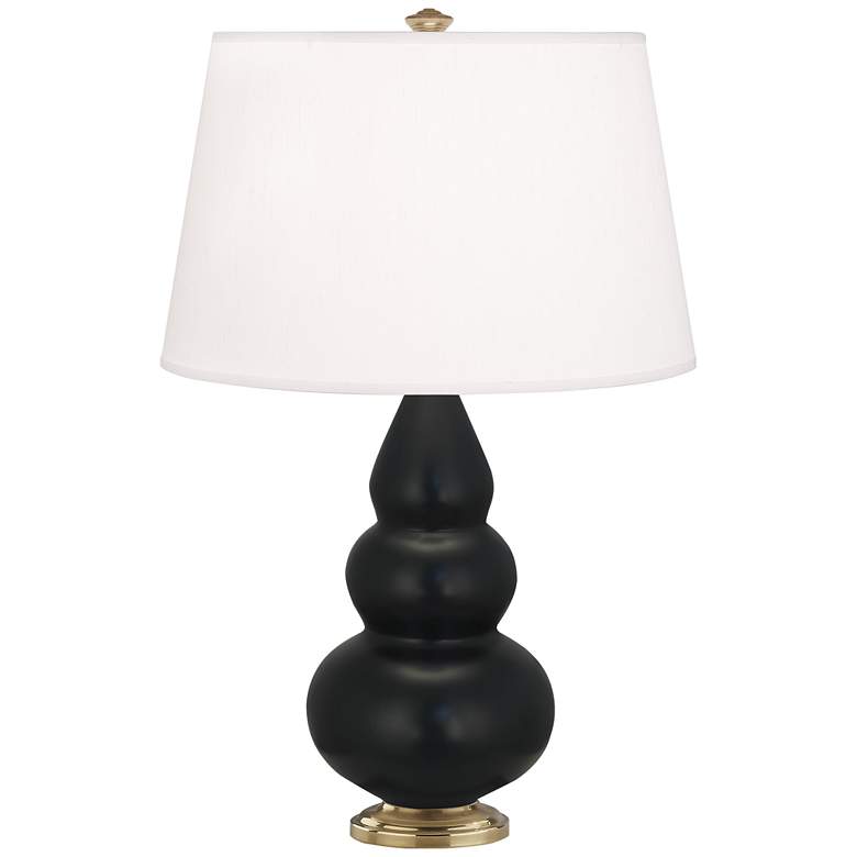 Image 1 Robert Abbey, Small Triple Gourd, Obsidian Ceramic, Brass, Accent Lamp
