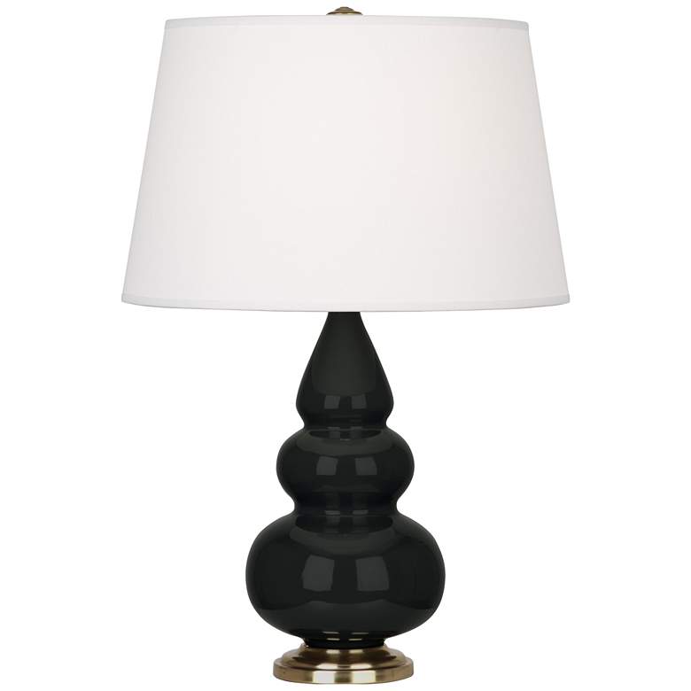 Image 1 Robert Abbey, Small Triple Gourd, Obsidian Ceramic, Brass, Accent Lamp