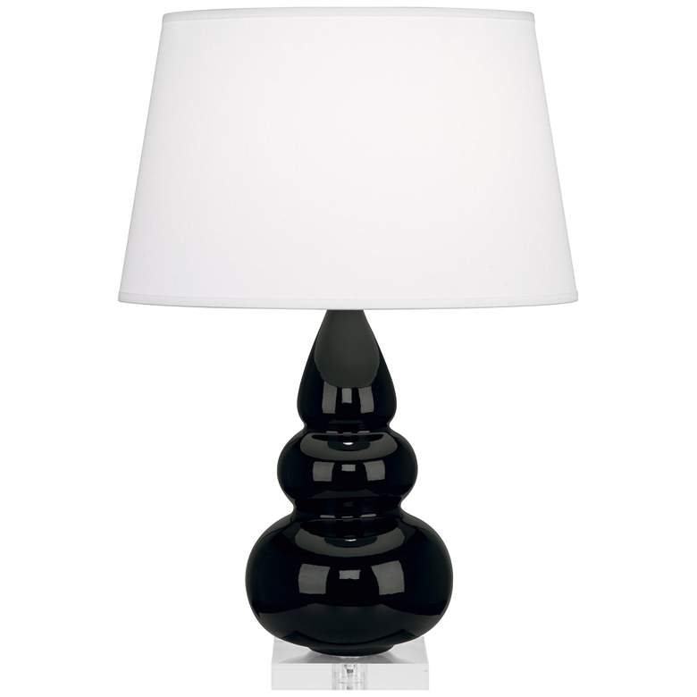 Image 1 Robert Abbey, Small Triple Gourd, Obsidian Ceramic, Lucite, Accent Lamp