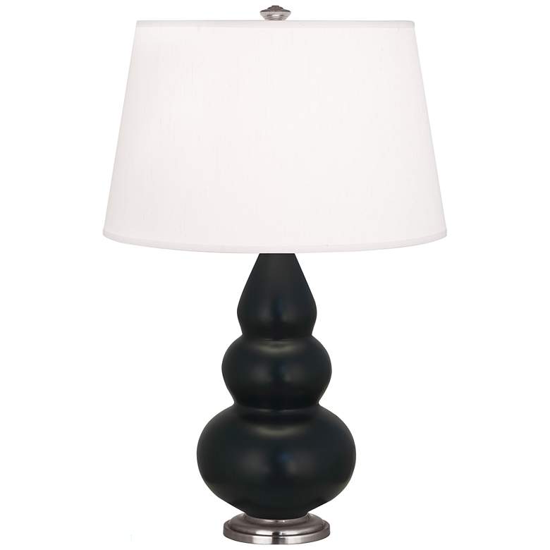Image 1 Robert Abbey, Small Triple Gourd, Obsidian Ceramic, Silver, Accent Lamp
