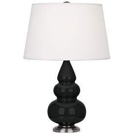 Image1 of Robert Abbey, Small Triple Gourd, Obsidian Ceramic, Silver, Accent Lamp