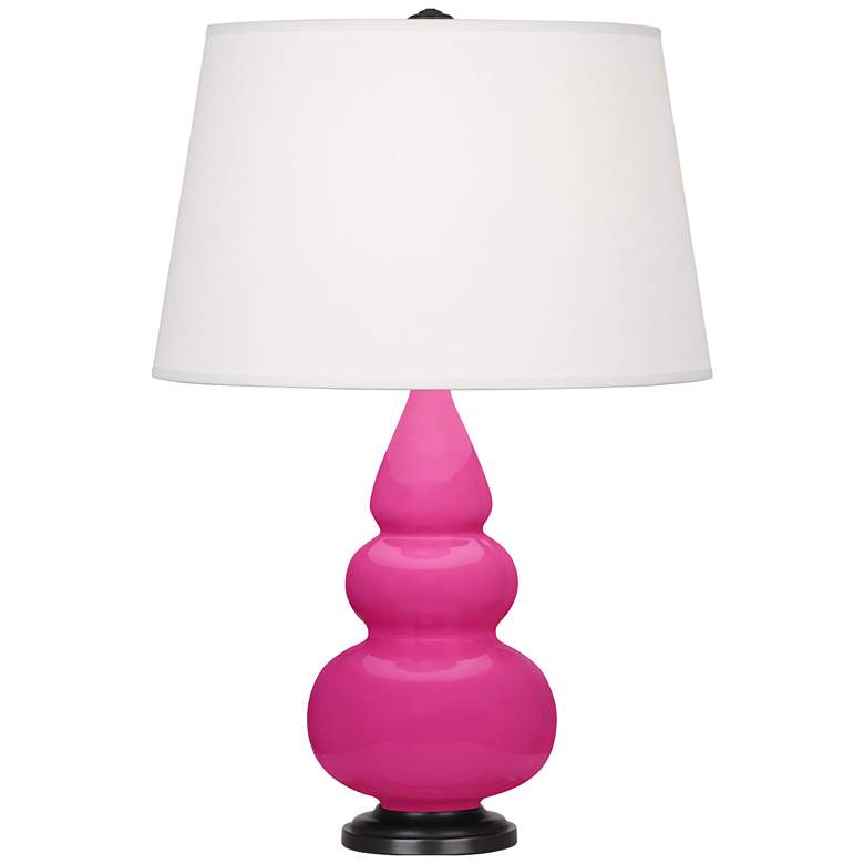 Image 1 Robert Abbey, Small Triple Gourd, Razz Rose Ceramic, Bronze, Accent Lamp
