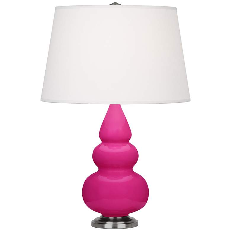 Image 1 Robert Abbey, Small Triple Gourd, Razzle Rose Ceramic Silver, Accent Lamp