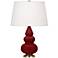 Robert Abbey, Small Triple Gourd, Sangria Ceramic Brass, Accent Lamp