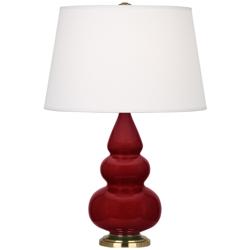 Robert Abbey, Small Triple Gourd, Sangria Ceramic Brass, Accent Lamp