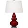 Robert Abbey, Small Triple Gourd, Sangria Ceramic, Bronze, Accent Lamp