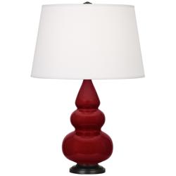 Robert Abbey, Small Triple Gourd, Sangria Ceramic, Bronze, Accent Lamp