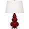 Robert Abbey, Small Triple Gourd, Sangria Ceramic, Silver, Accent Lamp