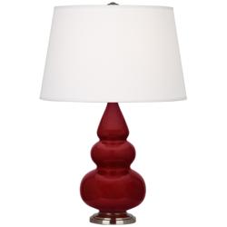 Robert Abbey, Small Triple Gourd, Sangria Ceramic, Silver, Accent Lamp