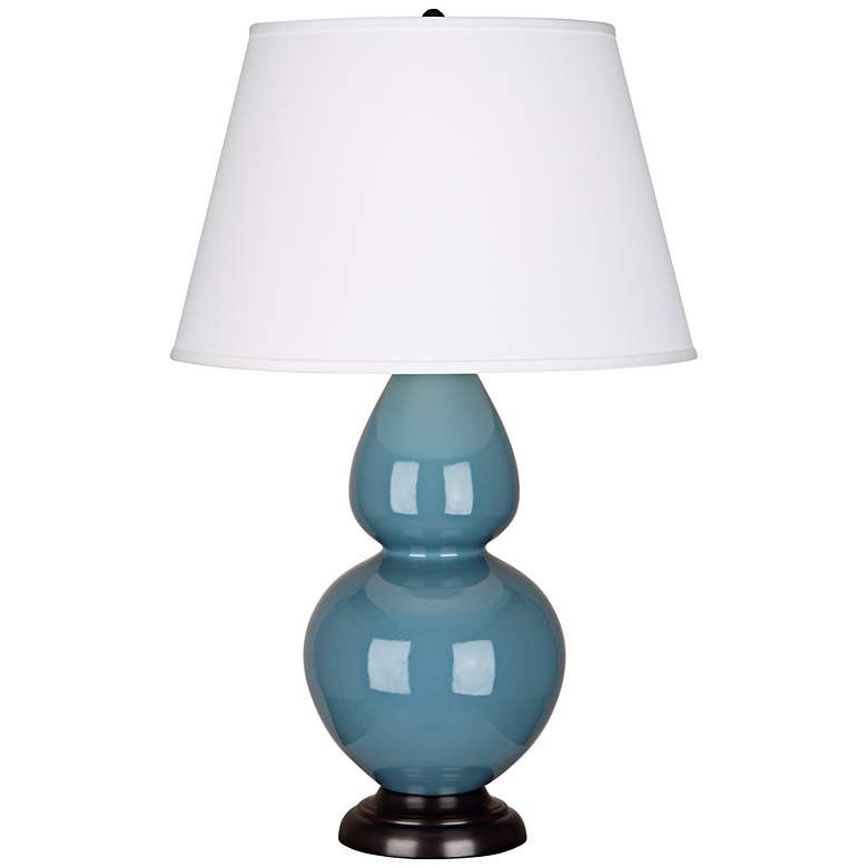 Image 1 Robert Abbey Steel Blue and Bronze Double Gourd Ceramic Table Lamp