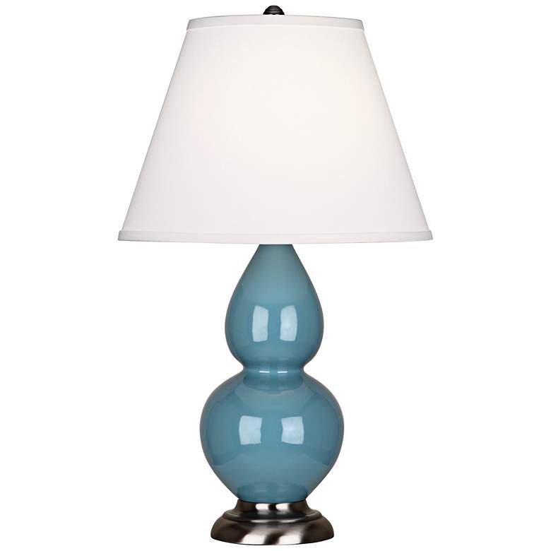 Image 1 Robert Abbey Steel Blue and Silver Double Gourd Ceramic Table Lamp