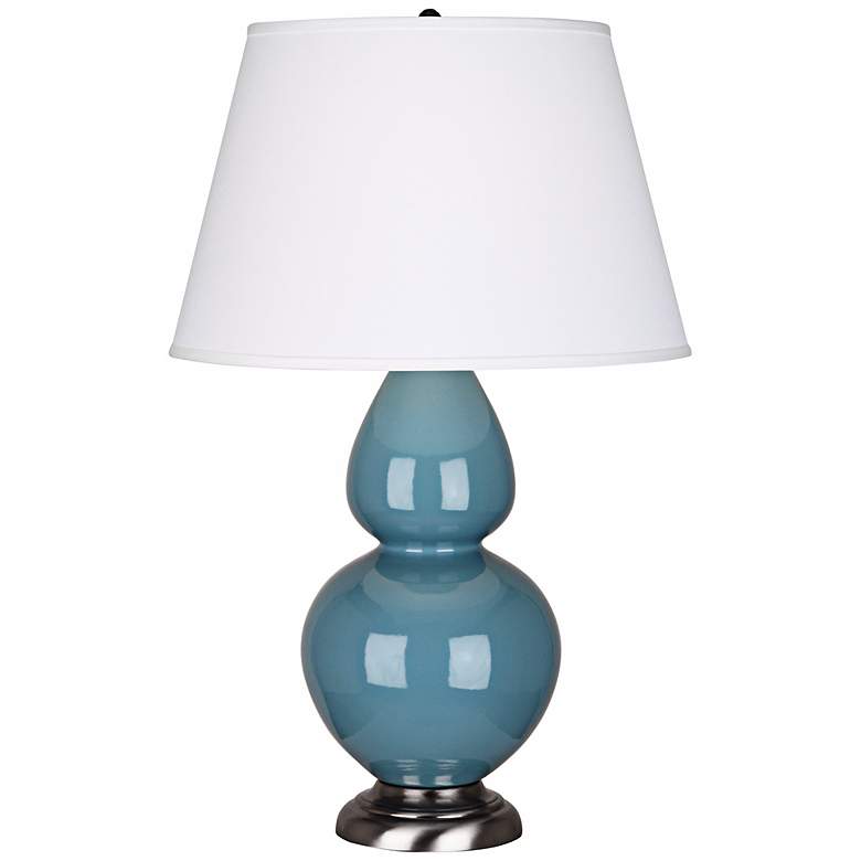 Image 1 Robert Abbey Steel Blue and Silver Large Double Gourd Ceramic Table Lamp