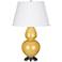 Robert Abbey Sunset Yellow 31" Double Gourd Ceramic Table Lamp