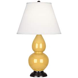 Image1 of Robert Abbey Sunset Yellow and Bronze Double Gourd Ceramic Table Lamp