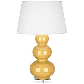 Image1 of Robert Abbey Sunset Yellow Triple Gourd Ceramic Table Lamp