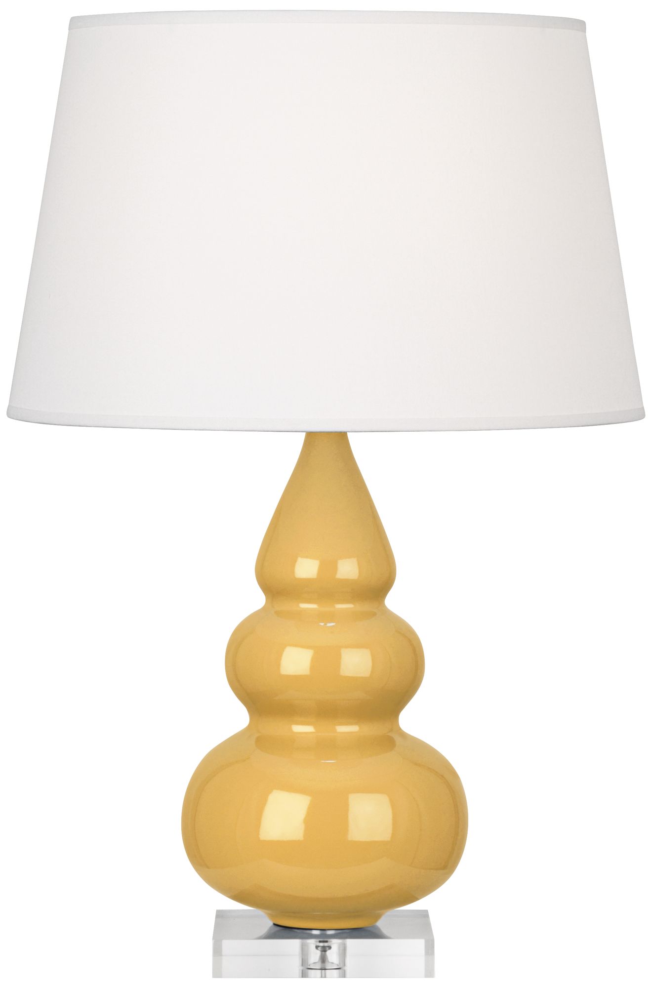 Robert Abbey Sunset Yellow Triple Gourd Ceramic Table Lamp 5T518