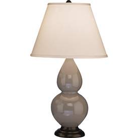 Image1 of Robert Abbey Taupe and Bronze Double Gourd Ceramic Table Lamp