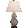 Robert Abbey Taupe and Bronze Double Gourd Ceramic Table Lamp