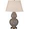 Robert Abbey Taupe Gray and Silver Double Gourd Ceramic Table Lamp