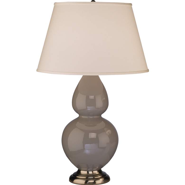 Image 1 Robert Abbey Taupe Gray and Silver Double Gourd Ceramic Table Lamp