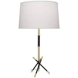 Image1 of Robert Abbey Thatcher Black and Brass Modern Stick Table Lamp