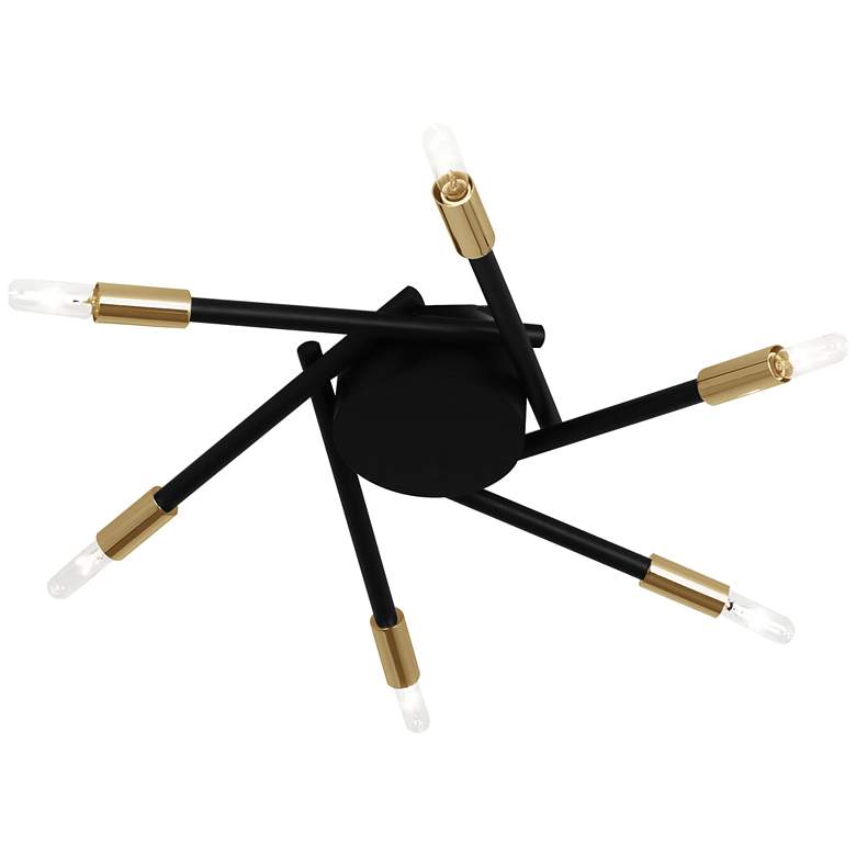 Image 1 Robert Abbey Thatcher Flushmount 19" 6 Light Black with Brass Accents