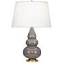 Robert Abbey Triple Gourd 24 1/2" High Smokey Taupe Gray Ceramic Lamp