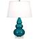 Robert Abbey Triple Gourd 24" Peacock Blue Ceramic Table Lamp