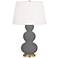 Robert Abbey Triple Gourd 32 3/4" Modern Matte Ash Gray Table Lamp
