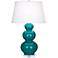 Robert Abbey Triple Gourd 33" High Peacock Blue Ceramic Table Lamp