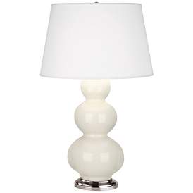 Image1 of Robert Abbey Triple Gourd 33" Nickel and Bone White Ceramic Table Lamp
