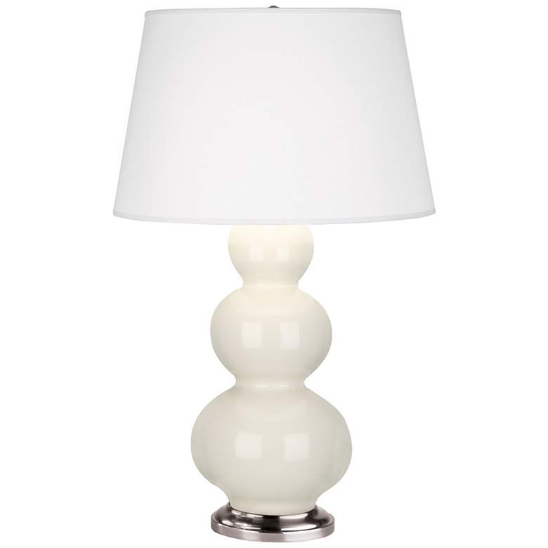 Image 1 Robert Abbey Triple Gourd 33" Nickel and Bone White Ceramic Table Lamp