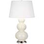 Robert Abbey Triple Gourd 33" Nickel and Bone White Ceramic Table Lamp