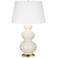Robert Abbey Triple Gourd Bone Glazed Ceramic Table Lamp