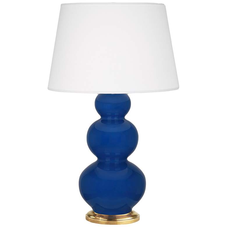 Image 1 Robert Abbey, Triple Gourd, Cobalt Glazed Ceramic Brass, Table Lamp