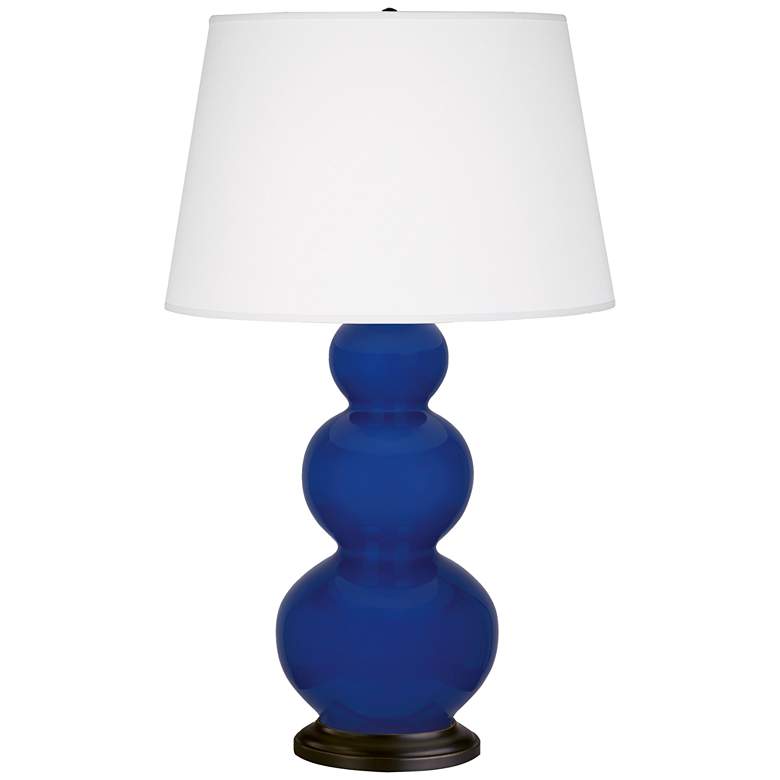 Image 1 Robert Abbey, Triple Gourd, Cobalt Glazed Ceramic, Bronze, Table Lamp