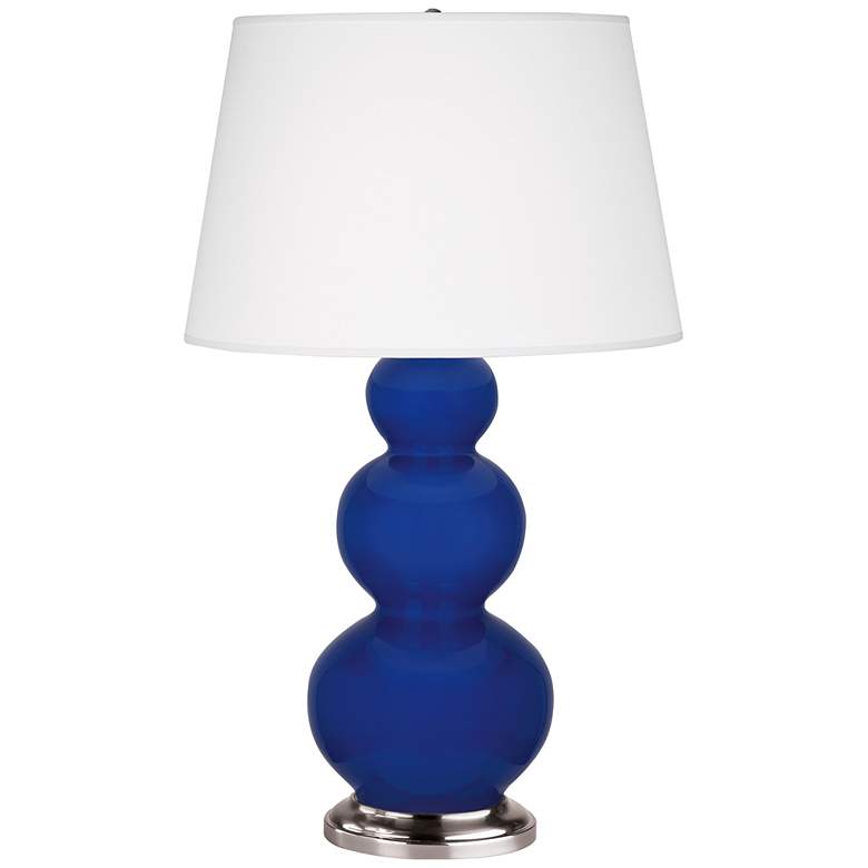 Image 1 Robert Abbey, Triple Gourd, Cobalt Glazed Ceramic, Silver, Table Lamp