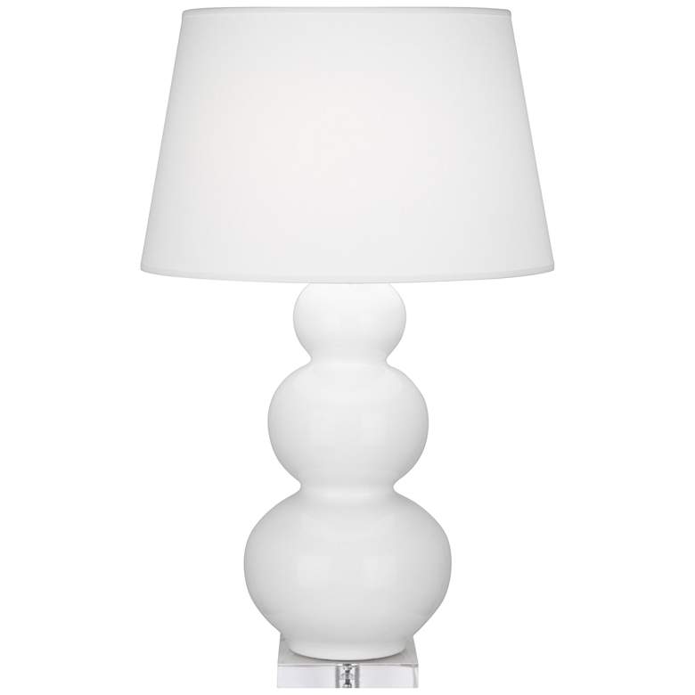 Image 1 Robert Abbey, Triple Gourd, Daisy Glazed Ceramic, Lucite Base, Table Lamp